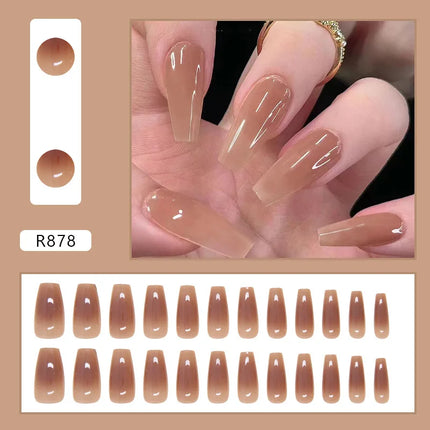 Thousands Stars 24 Pcs Press on Nails Pink Nail Polish Glossy Artificial Finger Manicure Reusable False Nails for Women
