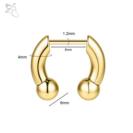 ZS 1PC 16G Buffalo Horn Nose Piercing Stainless Steel Pincher Plug In Septum Ring Stretcher Expander Gold Color Nose Ring 8mm