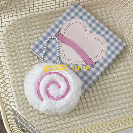 13MD Plush Fish Cake Charm Keychain Decorative Bag Accessory Car Hanging Decoration