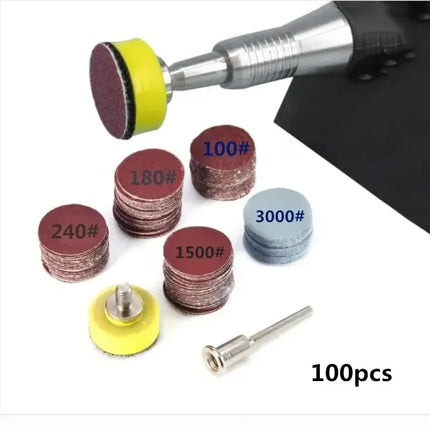 1 Inch 100 Pieces Sandpaper Set 25mm Sanding Discs Abrasive Polishing Pads for Dremel Tool