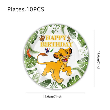 The Lion King Simba Jungle Theme Tableware Kit Printed Paper Plates Paper Cups Kids Boys Safari Birthday Party Decorations