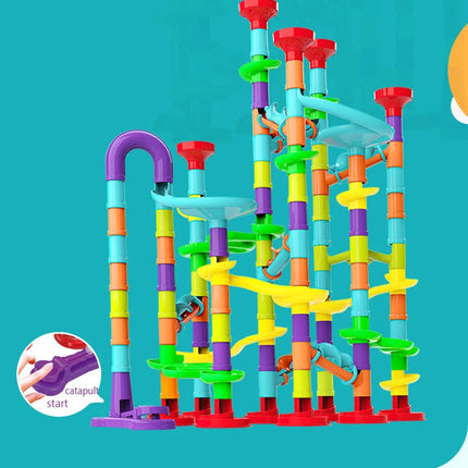 Marbles Run Catapult Track Building Blocks Slide Beads Educational Toys Children Gift Race Balls Toy Marble Track Race Set