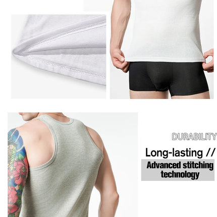 3pcs Men's Tank Top Cotton Tank Undershirts Breathable Solid Vest Underwear Wear Summer Sleeveless Tank A-Shirt Exercise Fitness