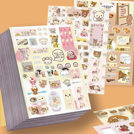 8PCS Cartoon Rilakkuma Cute Stickers DIY Cut Membrane Hand Account Decoration Sticker Children’s Gift Decals Toy