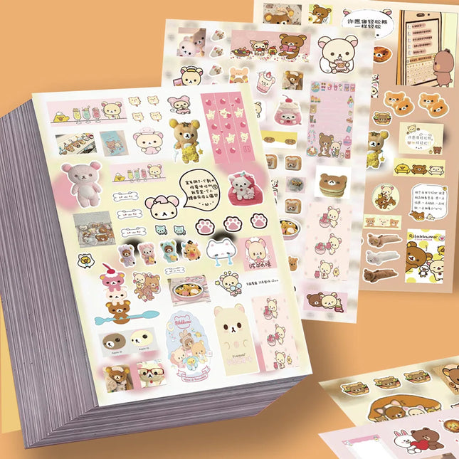 8PCS Cartoon Rilakkuma Cute Stickers DIY Cut Membrane Hand Account Decoration Sticker Children’s Gift Decals Toy
