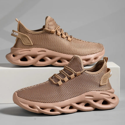 Men Sports Running Black Jogging Shoes Casual Sneakers Brown Outdoor Breathable Mesh Women Light Shock-absorption Black Tennis