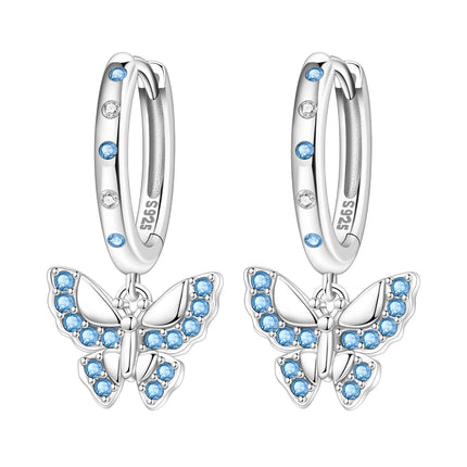 Hot Sale Original 925 Sterling Silver Zircon Pink Paw Print Earrings Heart Flower Leaf Design Women Party Jewelry Gift Ear Loops