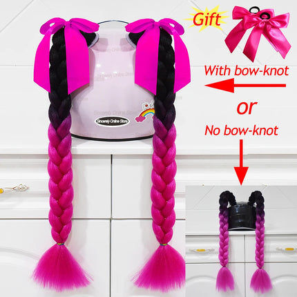 2pcs/pair New Motorcycle Helmet Braids Woman Braids Wig For Motorbike Helmets 164 colors Twist Dual Pigtail Ponytail With Sucker