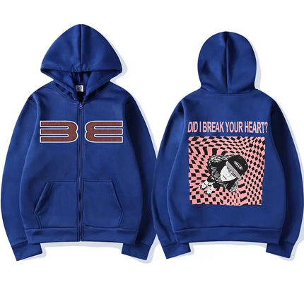 Hit Me Hard and Soft DID I BERAK YOUR HEART? Zipper Hoodies Men Women Clothing Pullovers Fashion Hip Hop Zip Up Sweatshirt Coats