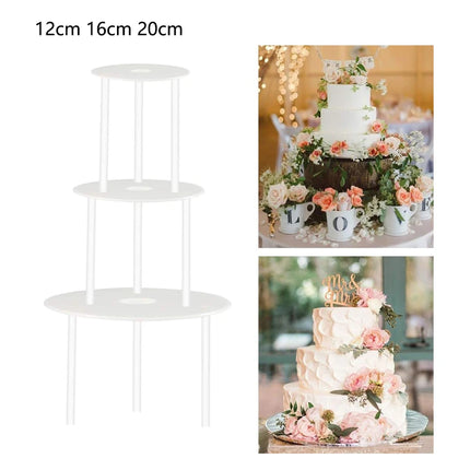 Cake Layer Support Frame, Reusable 9/12/16/20/26 cm Cake Board and Cake Pin Rod for Layered Cake Structure and Stacking