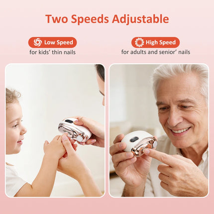 Electric Nail Clipper Grinding and Polishing with Light Automatic Nail Trimmer Rechargeable Nail Cutter Manicure for Baby Adult