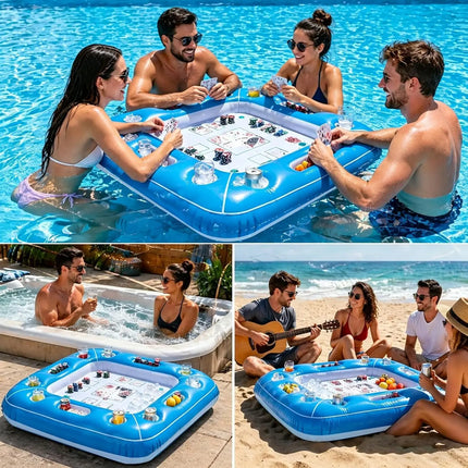 Thick Waterproof Inflatable Floating Game Table with Waterproof Cards, Multi-use Pool Beach Spa Toy, Lovely Summer Party Gift