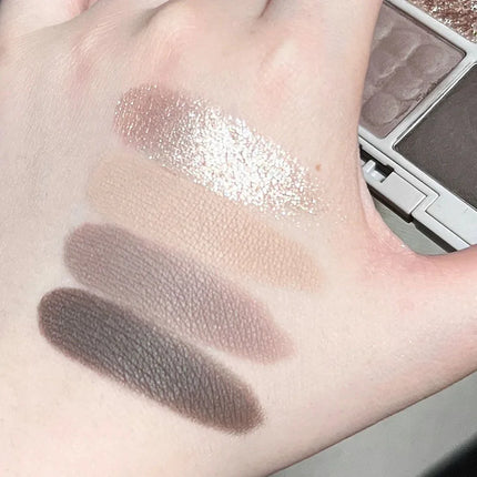 4-Color Glitter Blue Eyeshadow Palette Matte Pearl Shimmer Acrylic Smoky Grey Eye Shadow Palette Long Lasting Makeup Cosmetic