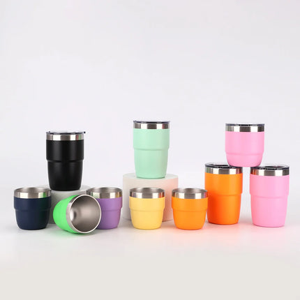 Stainless Steel Small Coffee Vacuum Flask 6/8oz Portable Thermos Water Bottle Car Travel Mug with Lid