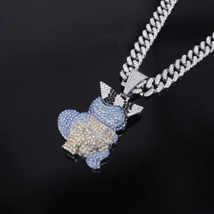Anime Diamond Squirtle Pendant Necklace Men's and Women's Fashion Cuban Chain, Children's Holiday Gift