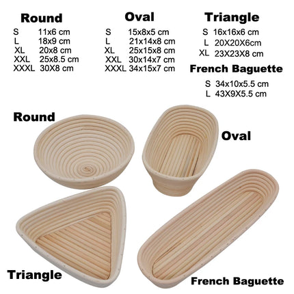 WALFOS Natural Rattan Fermentation Wicker Basket Dough Basket Baguette French Bread Basket Mass Fermentation Baskets Banneton