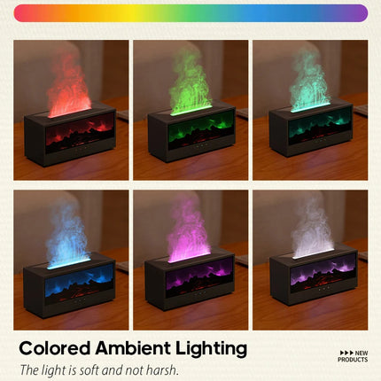 Creative Fireplace Aroma Diffuser Flame Air Humidifier Colorful Lights w/ Remote for Home Office Holiday Gifts/Essential oil set