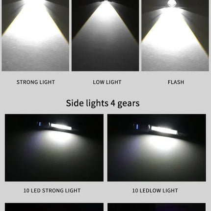 High Power LED Flashlight Type-C Rechargeable Tactical Torch with Built-in Battery Pen Clip Flashlights Outdoor Camping Lantern