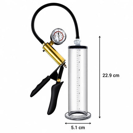 Male Vacuum Pump with Acrylic Cylinder and Metal Pressure Gauge, Stamina Desensitizing Training Device for Home Use