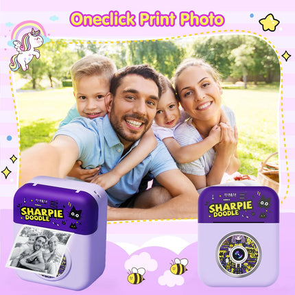Instant Print Camera-Digital Camera with Game,Music Playback, Calendar & CalculatorFunctions,Interactive Camera,ldeal asChristma