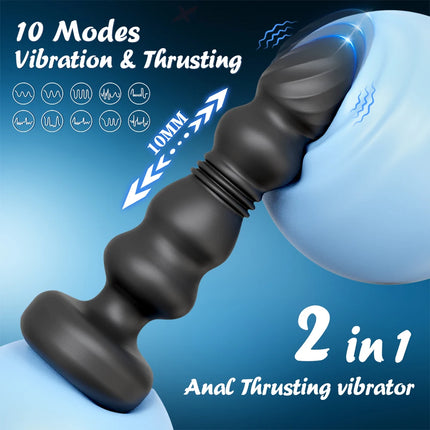 Thrusting Anal Beads Butt Plug Vibrator Male Prostate Massager Telescopic Vibrating Anal Plug Stimulator Sex Toys for Women Men