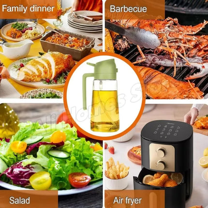 1/2PCS 500ml 2-in-1 Olive Oil Spray Dispenser Bottle Food Grade Oil Mister Sprayer Kitchen Cooking Air Fryer BBQ Camping Tools