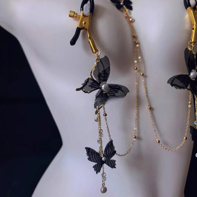 Women's Nipple Clamps Butterfly Necklace Feminine SM Sensual Massage Nipples Couple's Flirtation Adult Novelty Toys Breast Toy