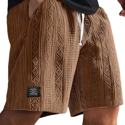Men's Jacquard Casual Shorts Summer Harajuku Solid Sweatpants Fashion Men Short Pants Retro Men Clothes Roupas Streetwear New