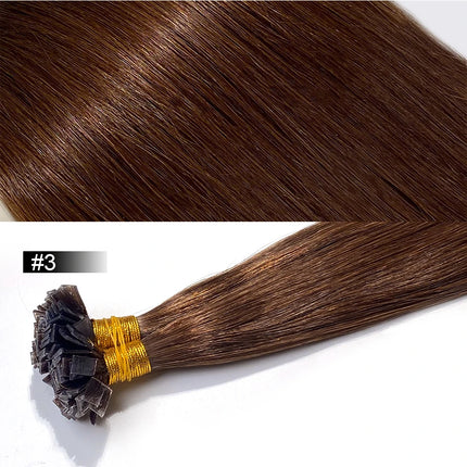 Ugeat Flat Tip Hair Extensions Human Hair Fushion Remy Hair 18-30" 50 Strands/Pack Natural Straight Keratin Hair Extensions