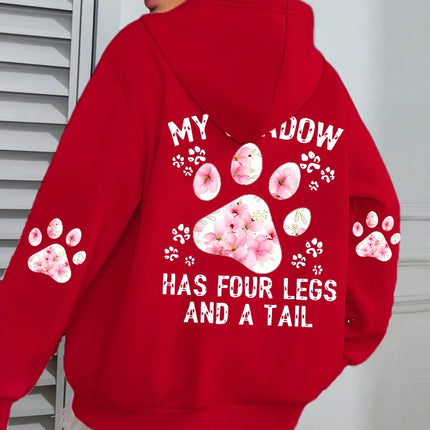 Autumn Womens Hoodies Cute Cat Paw Printing Sweatshirts Warm Fleece Soft Comfortable Pullovers Fashion Loose Female Clothing
