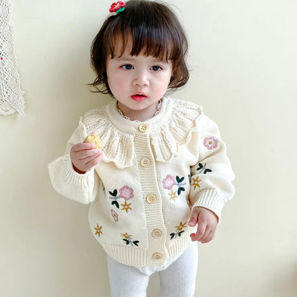 Winter Autumn Baby Girl Sweater Knit Full Sleeve Korean Infant Keep Warm Soft Princess Long Sleeve Kids Jacket Clothes 2025