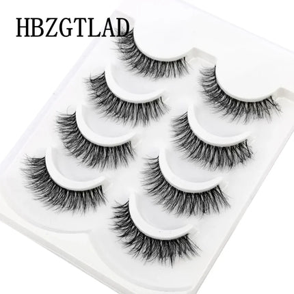 HBZGTLAD 4pairs mink lashes natural long invisible thin band fake lashes transparent terrier soft eyelashes extension Beauty