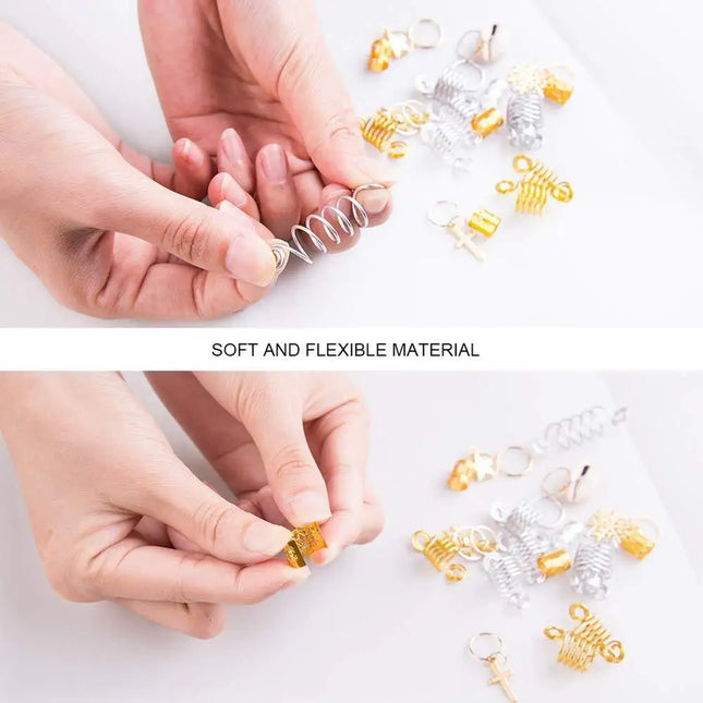 230pcs/set DIY dreadlock set women's braid hair accessories 16 styles of braided hair pendants for long hair braided with box