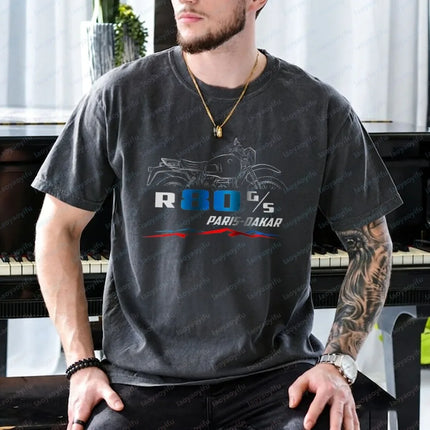Motorcycle T-shirt for BMW R80G/S Paris Dakar 1984-1987 Fans and Riders Tees Summer Casual Short-sleeve Tees Men's Clothing