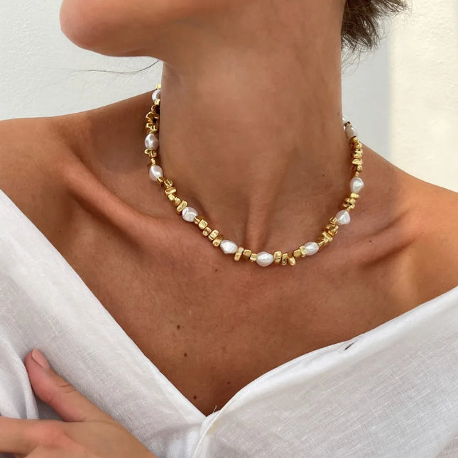 Elegant Irregular Imitation Pearl Beads Necklace for Women Vintage Party Wedding Tassels Choker Fashion Jewelry Accessories Gift