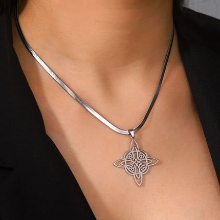 Lucktune Witch Knot Pendant Necklace Stainless Steel Snake Chain Necklace For Women Vintage Lucky Wicca Jewelry Party Gifts Sale