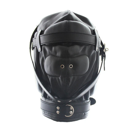 BDSM Bondage Fetish Sex Mask Sexy Headgear Closed Blindfold Leather Restraint Hood Mask Erotic Games Sex Toys for Couples
