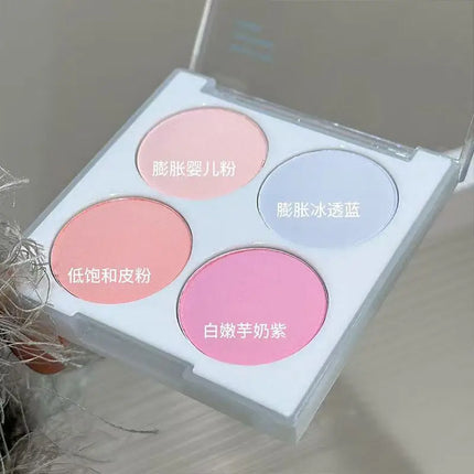 Korean four-color blush,ice cream color,low-saturation pink/blue/purple,naturally brightening & contouring,perfect holiday gift