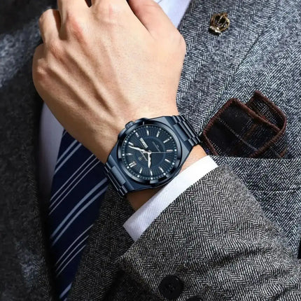 POEDAGAR Top Business Men Wristwatch Stainless Steel Waterproof Luminous Casual Man Watch Date Week Stylish Men's Quartz Watches