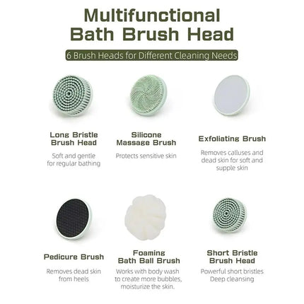 Electric Body Brush Automatic Bath Brush USB Rechargeable Rotating Brush Waterproof Extended Handle For All Skin Types