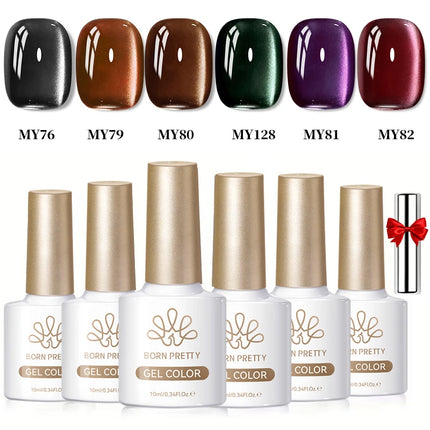 BORN PRETTY Cat Magnetic Moonlight Gel Nail Polish Set 10ml Sparking White Silver Water-light Soak Off UV Gel Nail Art Manicure