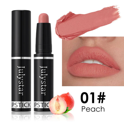 Julystar Nude Brown Matte Lipstick Pen Waterproof Lasting Non-Stick Cup Velvet Fruit Lipstick Lip Tint Pencil Makeup Lip Stain