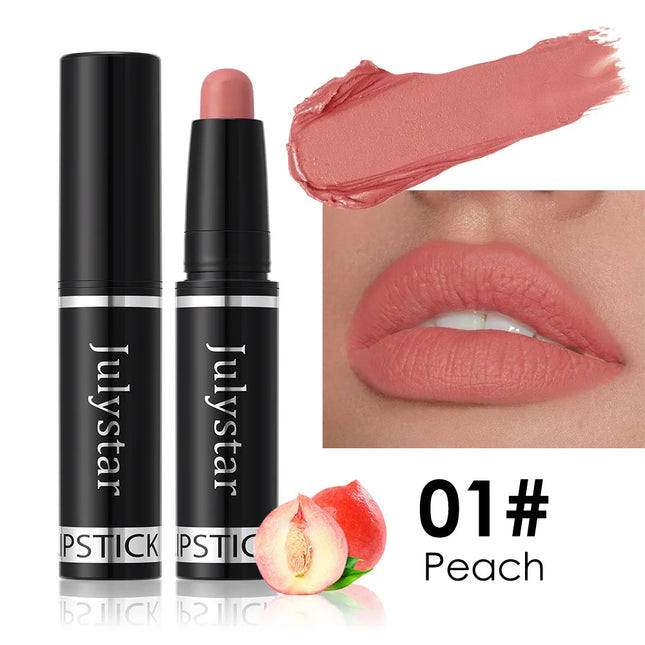 Julystar Nude Brown Matte Lipstick Pen Waterproof Lasting Non-Stick Cup Velvet Fruit Lipstick Lip Tint Pencil Makeup Lip Stain
