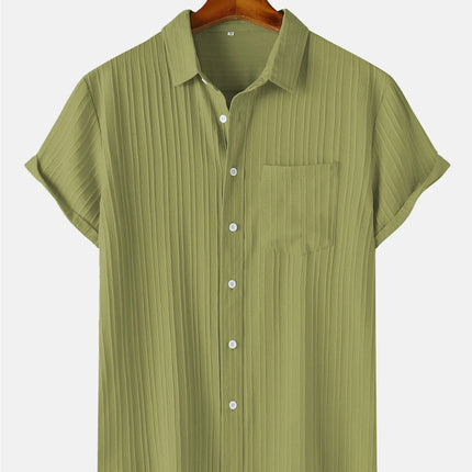 Men's  Comfortable Shirt Summer Beach Men's Shirt   Men's Short Sleeve Shirts  Solid Color Casual Short Sleeve Shirt