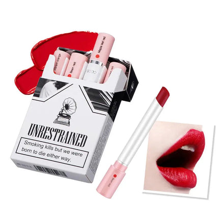 4PCS/Set Creative Cigarette Lipstick Set Matte Long Lasting Waterproof Matt Lip Stick Tube Nude Red Velvet Lip Tint Makeup