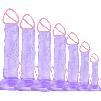 Woman Realistic Purple Anal Butt Plug Dildo Masturbator Soft Penis Beginner Dildo With Strong Suction Cup Anal Adult Sex Toys 18