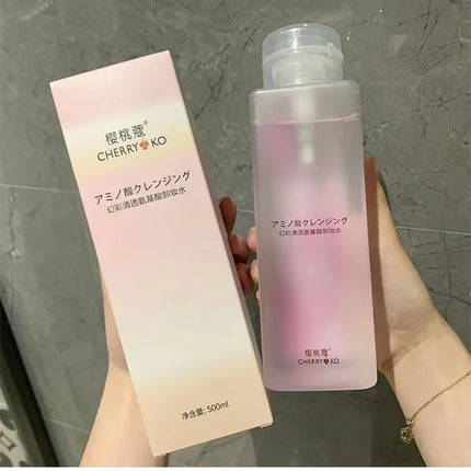 Gentle Amino Acid Makeup Remover for Eyes Lips Face - Press Pump Bottle Makeup Removal Water, Triple Cleansing Solution