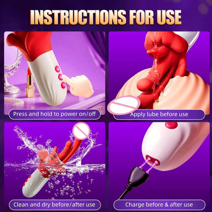 KUSHOR 5 IN 1 Dildo Vibrator for Women Swings Tongue G Spot Clitoral Stimulator Vaginal Massage Female Masturbator Adult Sex Toy