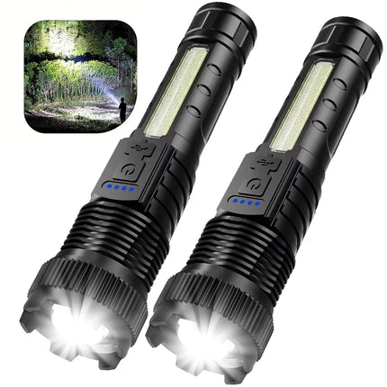 Super Bright Flashlight Built-in Battery USB C Rechargeable LED Flashlights 500000LM High Power Torch Lamp for Camping Lantern