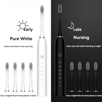 Electric Ultrasonic Toothbrush Six Speed Mode Home Soft Hair USB Charging Waterproof Adult Tooth Cleaner Automatic Couple Set-